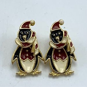Penguin Enamel 2 pc pierced Earrings